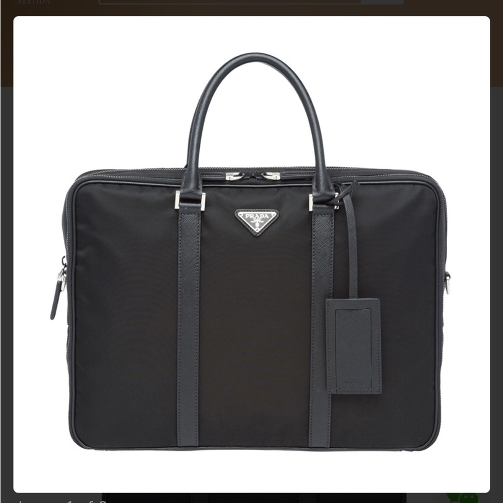 Prada black nylon & leather men’s briefcase